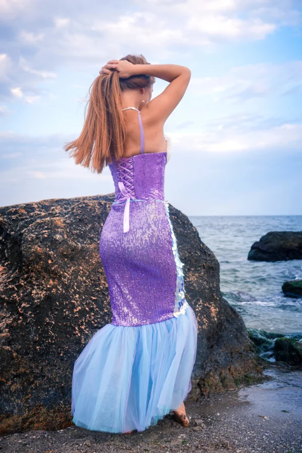 Mermaid Tail Costume Set for Adults and Teens-For Halloween, Cosplay and Themed Parties - Sparkling Fish Tail Skirt and Top - Image 8