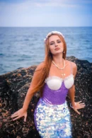 Mermaid Tail Costume Set for Adults and Teens-For Halloween, Cosplay and Themed Parties - Sparkling Fish Tail Skirt and Top